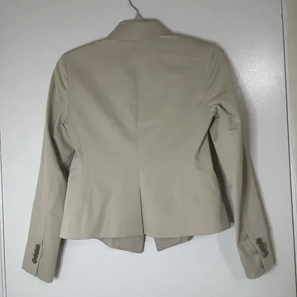 ANN TAYLOR Tan khaki double button blazer lightweight jacket size 0 petite - Picture 3 of 6